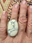 Vintage Navajo Howlite Ring And Pendent In Heavy 925 Sterling Silver Sz 5 Ring — photo 4