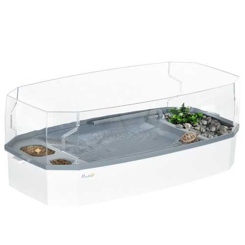 PawHut Turtle Tank Turtle Aquarium w/ Basking Platform Pump Filter Layer - Picture 3 of 11