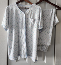 Vintage White Floral Top and Bottom Sleep Set Sears Roebuck Co Womens Size Med