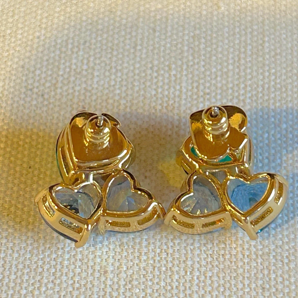 Pendientes Kate Spade My Love Circonita Cúbica Corazón Racimo Azul Verde Foto 3 de 4