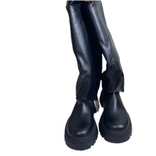 Stivali donna Pull and Bear UK 3 neri metà polpaccio nuovi con etichette 