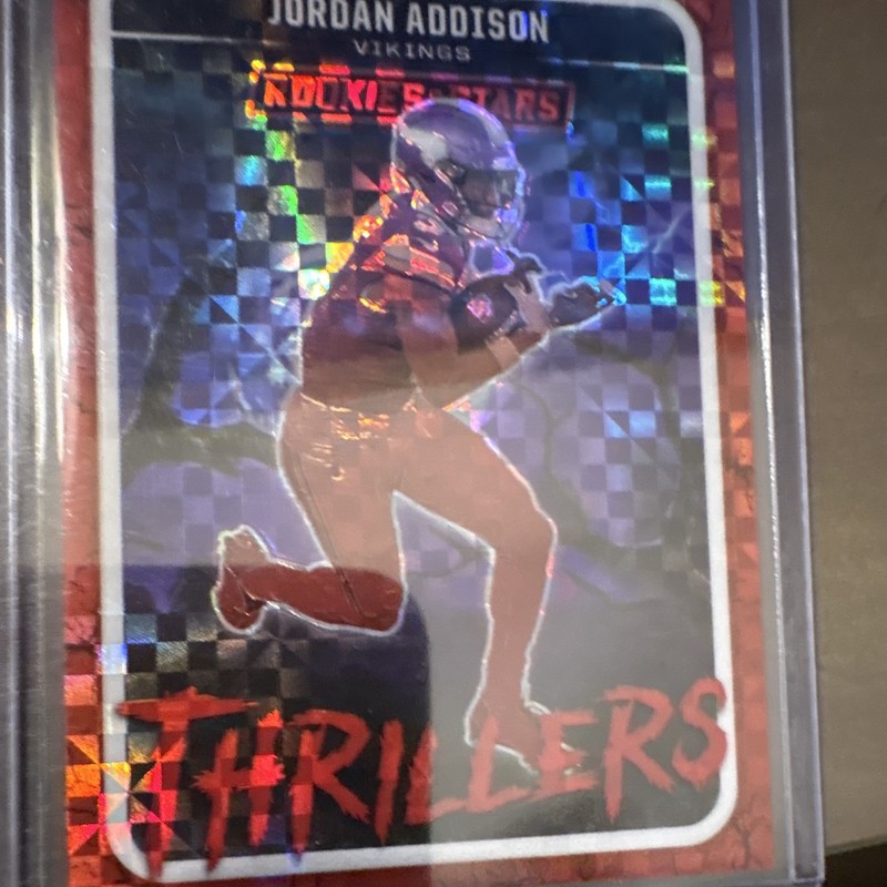 Panini 2025 Rookies & Stars Jordan Addison Vikings Thrillers Insert #18