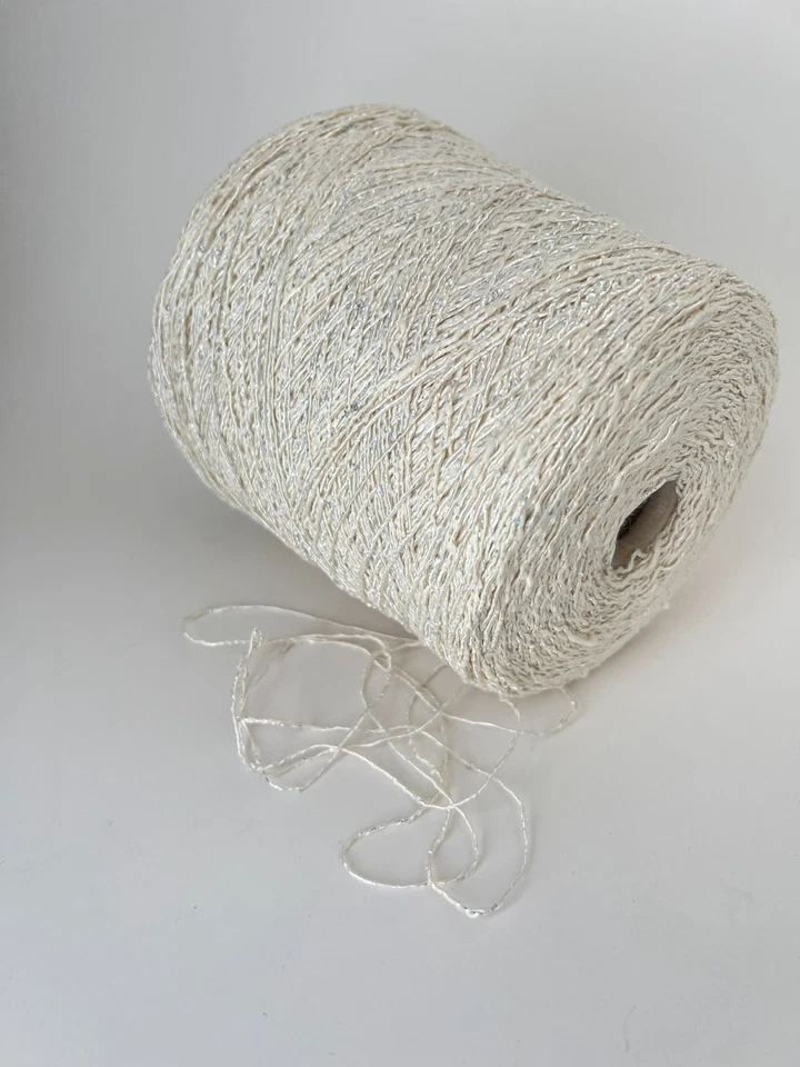 Cotton with Lurex micro sequins yarn on cone, per 100g (3.52oz) - Image 3 of 4