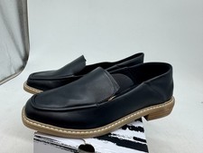 DV by Dolce Vita Flirty Loafers Women's Black Leather Slip-On Stack Heel - 8