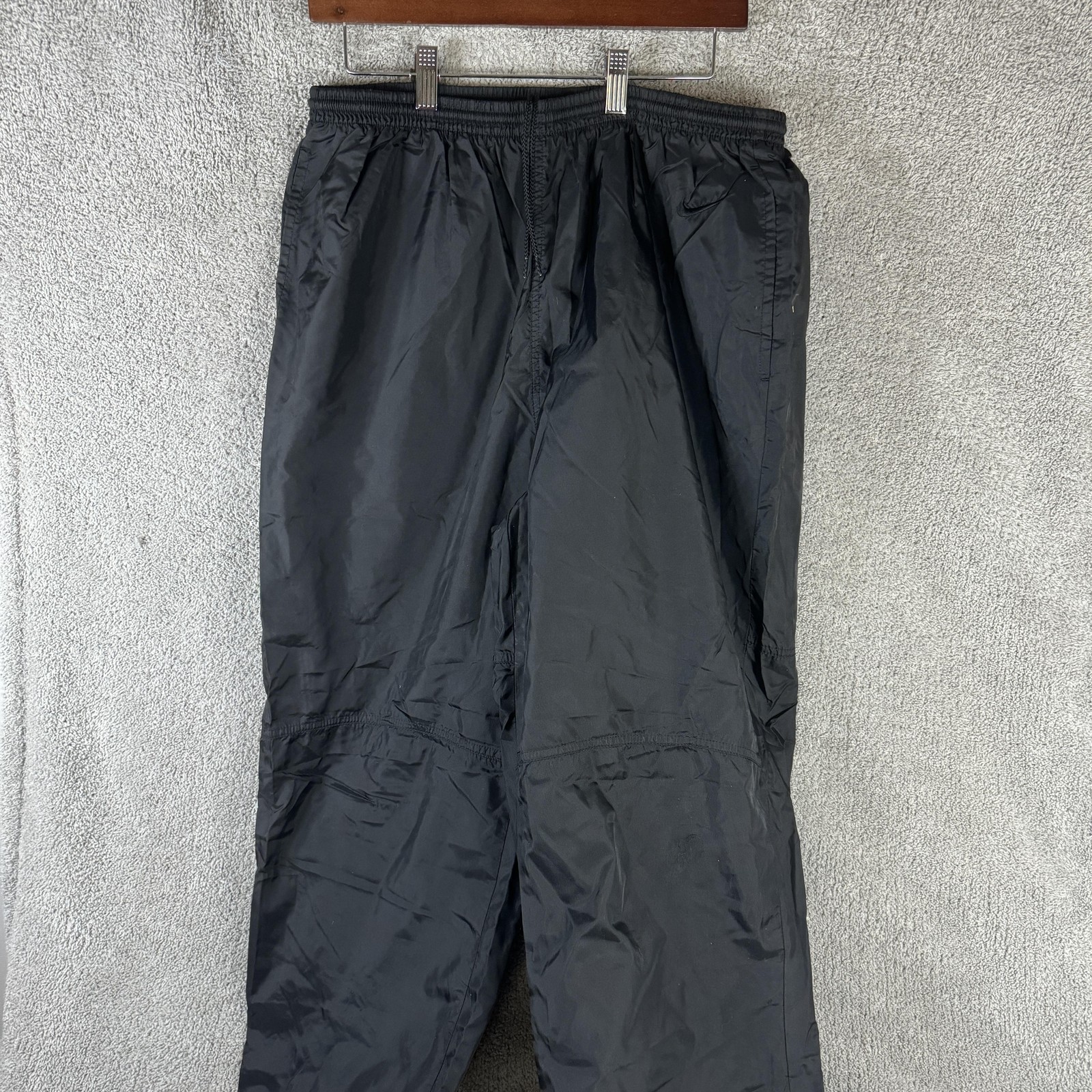 Vintage Nike Track Pants Mens XL Black Windbreaker Ankle Zip Elastic Waist 90s