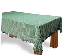 Table Cloth, Bottle Green Woven 70" x 52" Rectangular Bottle Green / White