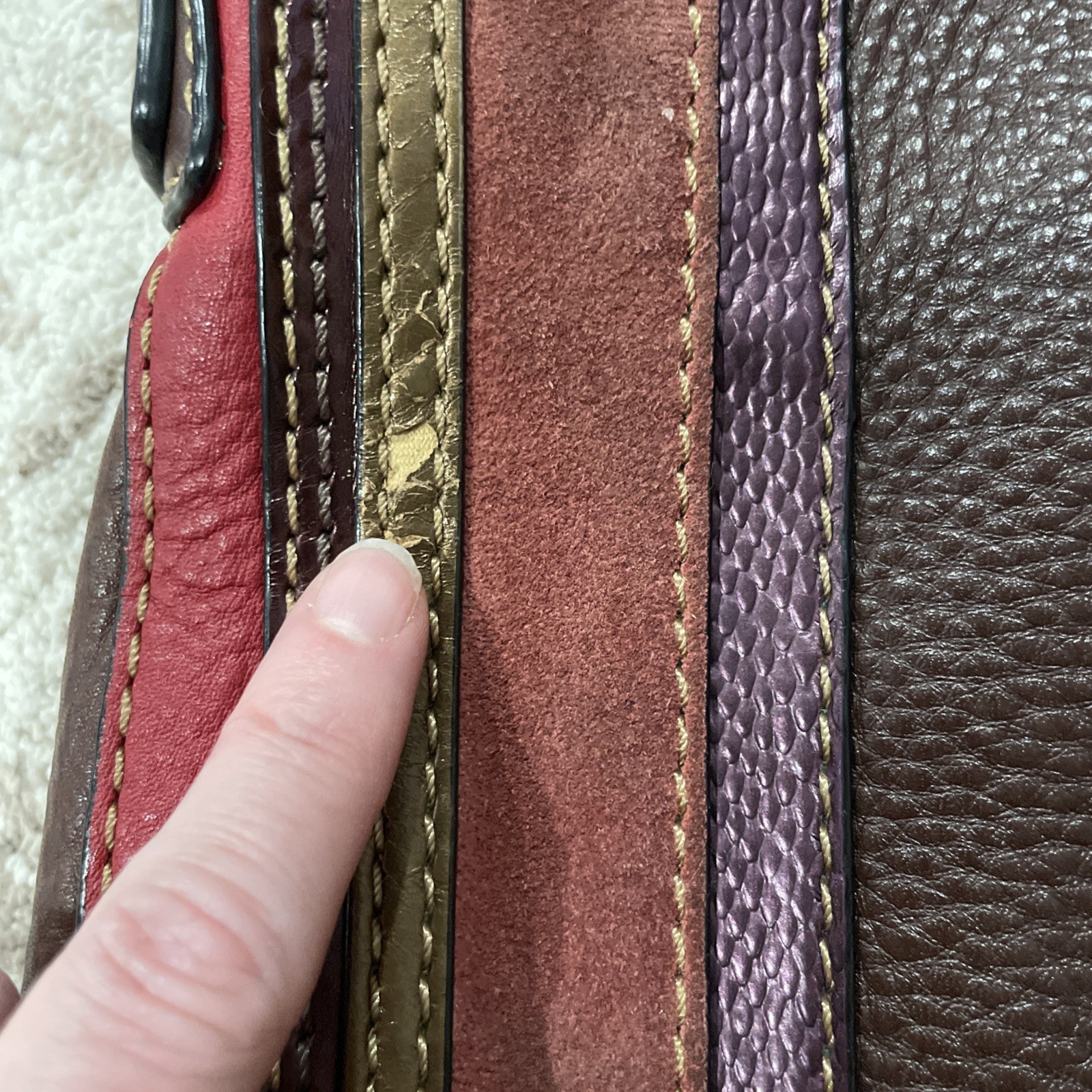 Fossil Striped Patchwork Leather Patchwork Crossb… - image 7