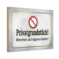 Holzschild 12X18 Cm PrivatgrundstüCk! Gefahr Warnschild Hinweisschild Deko Gesch