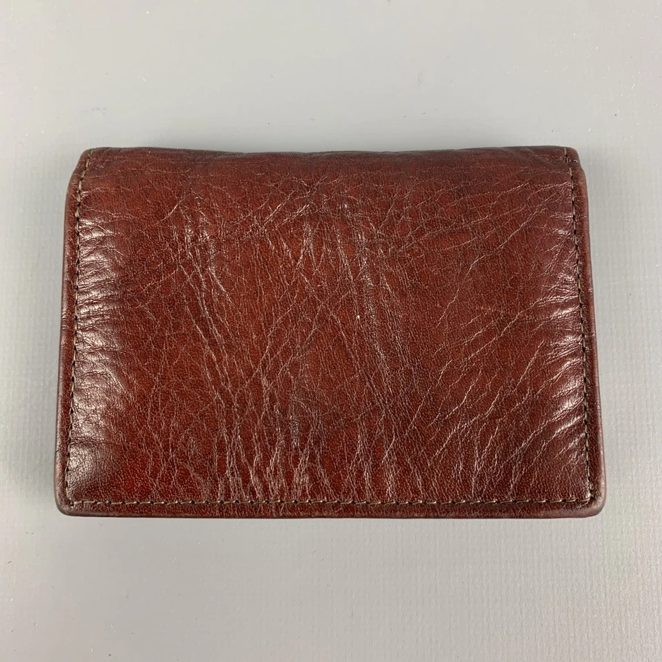 Cartera plegable de cuero texturizado marrón SCULLY  Foto 3 de 4