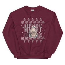 Ugly Christmas Unisex Sweatshirt Cool Santa with Tats Ugly Xmas Sweater 2024