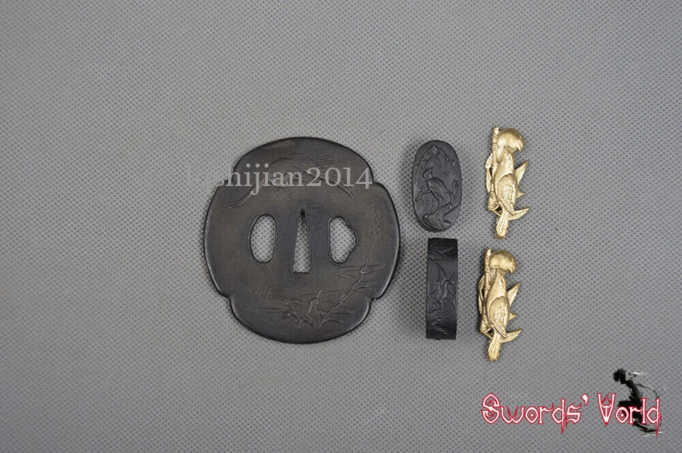 JUEGO DE TSUBA de Acero Inoxidable Protector de Mano Kashira Fuchi Latón Menuki Espada Accesorio  Foto 3 de 3