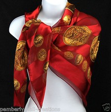 Ancient Coins Women's Scarf Money Striped Scarfs Gift Fashion Red Scarves 