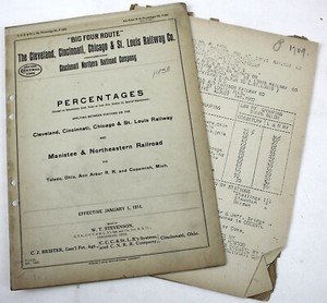 "BIG FOUR ROUTE" Percentages Cleveland Cincinnati Chicago & St. Louis Railway 2