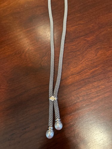 GABRIELLE BRUNI Necklace 2-10mm Cultured Pearls 14K Italy Sterling Popcorn