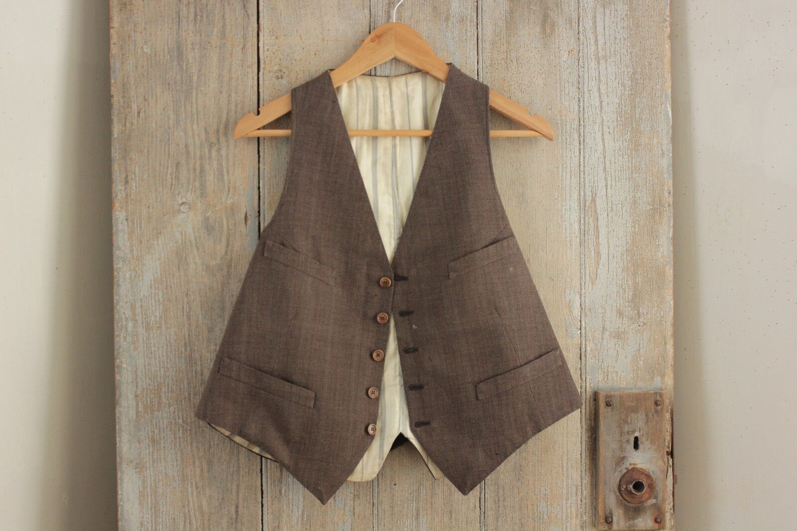 Men's vest waistcoat French clothes clothing 1900's early old brown 