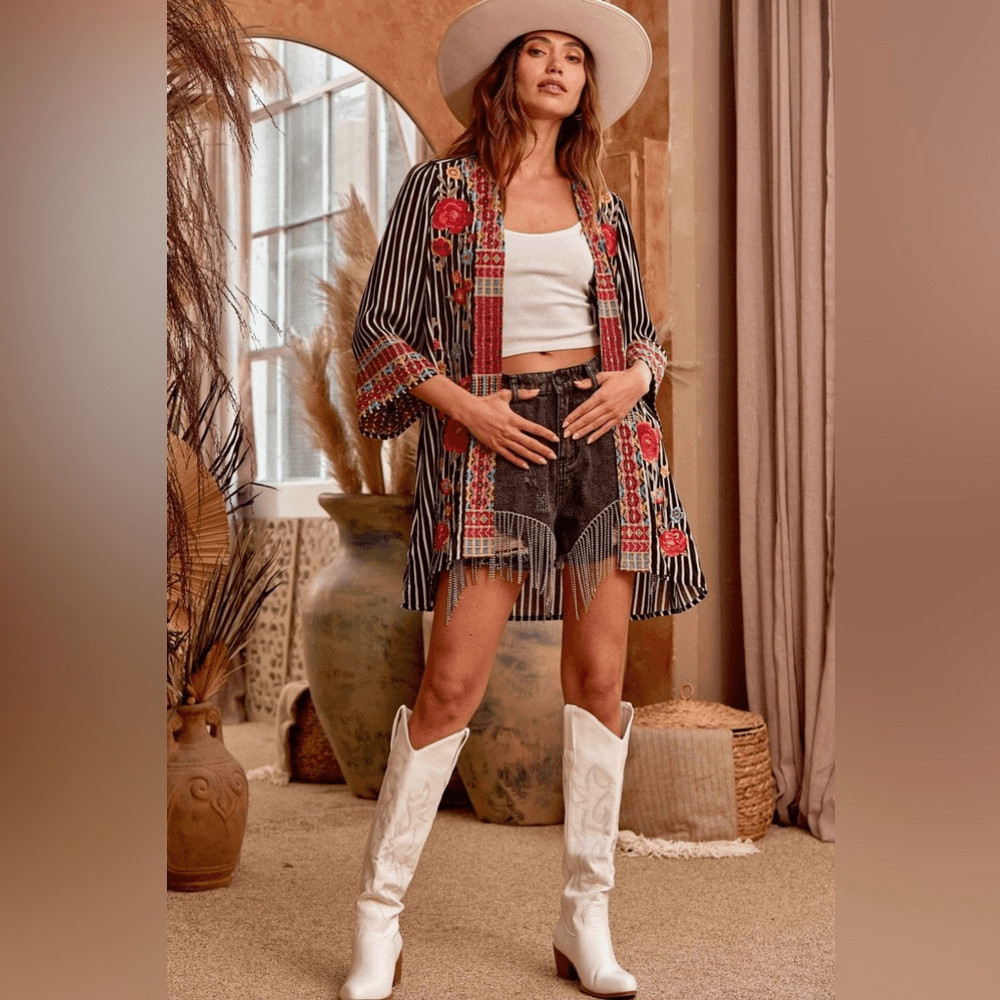 Savannah Jane EMBROIDERED STRIPED CARDIGAN - image 5