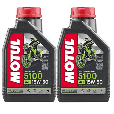 Motul 5100 4T 15W50 Technosynthese Ester 4-Stroke 2L Engine Motor Oil 2 x 1L