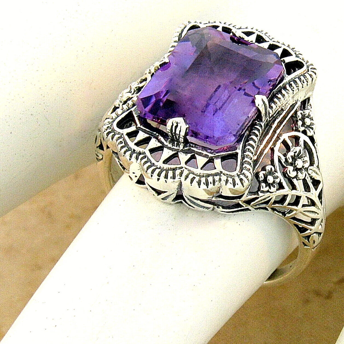 Genuine amethyst 925 cheap sterling silver ring