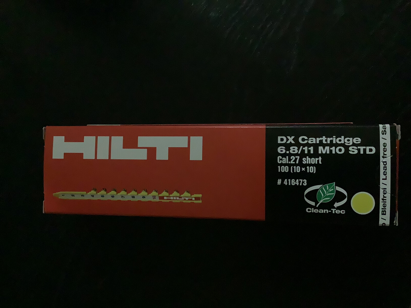 HILTI 6.8/11 M10 CleanTec powder cartridges .27 cal CT yellow 416473