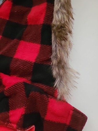 Dog Coat NEW Silver Paw Jacket Hooded Fleece Lined Pet XL Red - Picture 5 of 7