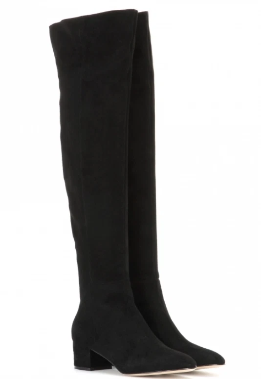 Women's Over The Knee Thigh High Boots Block Low Heels Zipper Round Toe Shoes US - Image 4 of 4