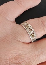 Vintage 925 Sterling Silver Engraved Open Work Filigree Band Ring Gift Sz. 7