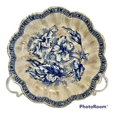 Dunn Bennett Imperial Duchess Pattern Serving Dish England Blue Gold Ivory 9.5"