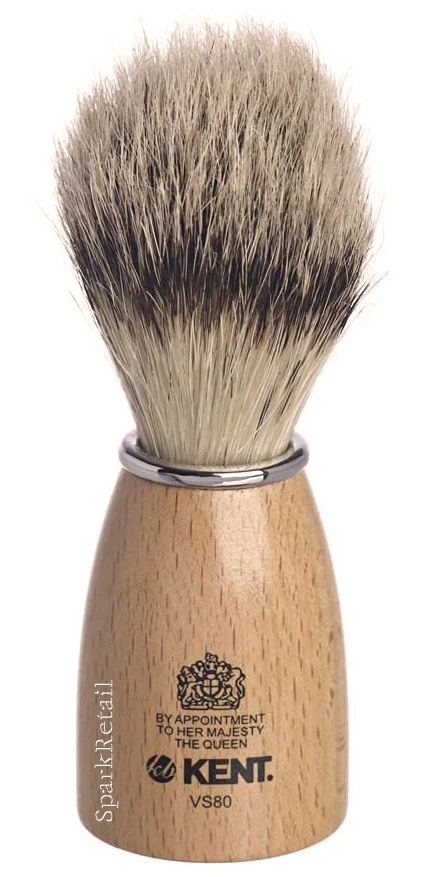 Kent Natural Beechwood Pure Boar Bristle Badger Effect Small SHAVING BRUSH VS80