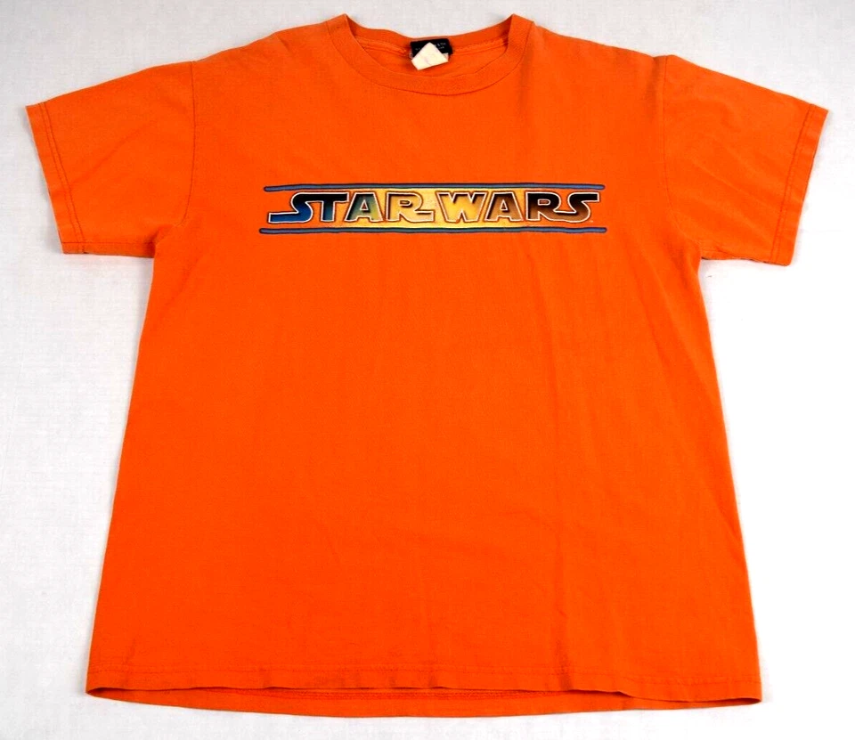 Camiseta Vintage Star Wars Talla S Años 90 Naranja Luke Hans Yoda C-3PO Transferencia de Calor Foto 3 de 4