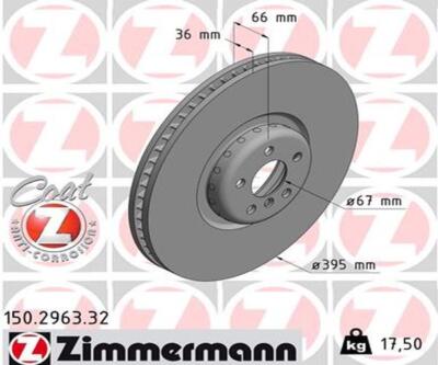ZIMMERMANN Bremsscheibe belüftet vorne rechts passend für BMW 7er G11 G12