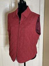 Nwt Faconnable Women's Lightweight Quilted Vest Jacket Large Red Zip Pockets