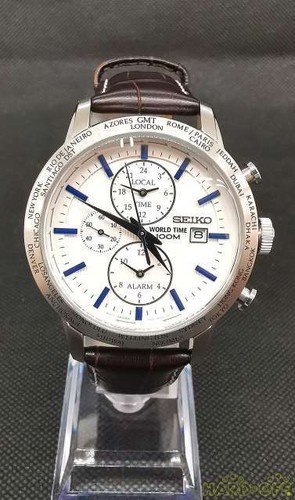 Seiko World Time 5T82-0AK0 Stainless Steel Date Quartz Mens Watch Auth  Works | eBay