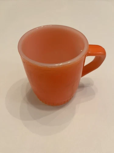 Vintage Fire King ribbed Coral Coffee Mug