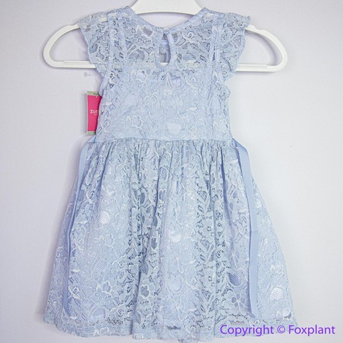 NEW Zunie Girl Periwinkle Lace Flutter Sleeve Dress lace light blue dress, 4/5 - Picture 11 of 21
