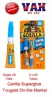 Gorilla Super Glue sgl or  2x 3g Strong Adhesive Multi-Purpose Waterproof