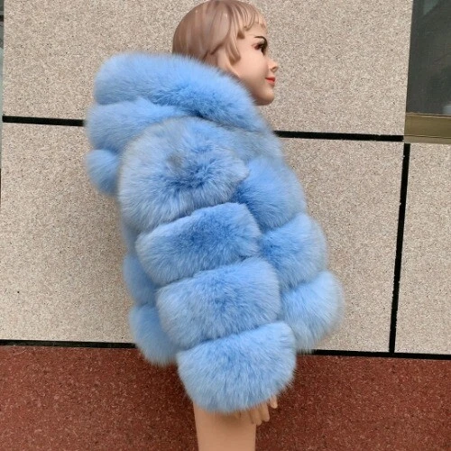 Abrigo de piel real niña niño cálido niños niños abrigo de piel para niños abrigo de piel con capucha Foto 3 de 4