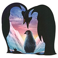 "Nature" Temporary Tattoo, Emperor Penguins with Young Penguin Chick