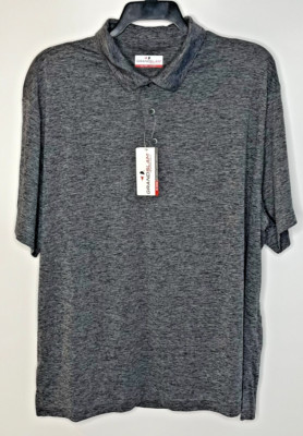 Grandslam Perry Ellis Men's Gray Performance Golf Polo, Caviar Heather Gray, XXL