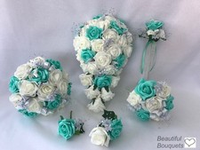 Wedding Flowers Ivory Rose Butterfly Bouquet Bride Bridesmaid Posy Girl Wand