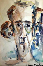 Morris Yudelson – Original Watercolor Painting / ”What Face?” - 1975