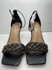 Journee Collection Mabella Braided Chain Sandals, Black, Women Size 7.5 Item#259