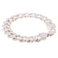 925 Sterling Silver Solid Cuban Link Bracelet 14mm 9" 62.8grams