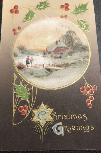 WEIHNACHTSGRÜSSE 1909. - Geprägte alte Postkarte. - Bild 5 von 5