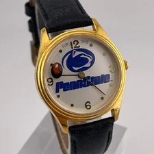 Sun Time Penn State Watch Unisex 31mm Case Quartz Black Leather Band In Box