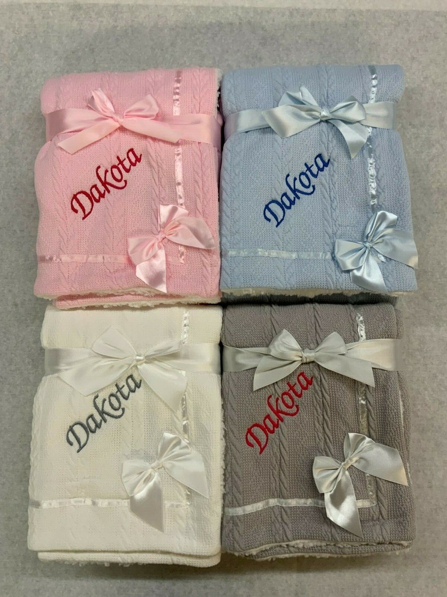Fleece Blanket Embroidered Personalised Baby Girl Blankets Uk