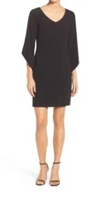 LAUNDRY BY SHELLI SEGAL Tulip Sleeve Crepe Shift Dress Womens Party Size 10 $169