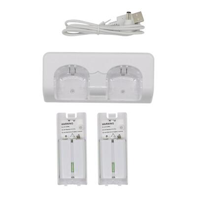 Dual Charger Charging Dock Station and Battery For Wii Wii U