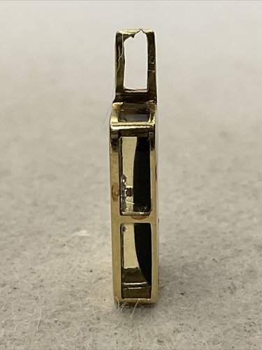 ELEGANT 14K Yellow Gold T/Tone Enamel White CZ INITIAL LETTER “M” Charm Pendant - Picture 8 of 22