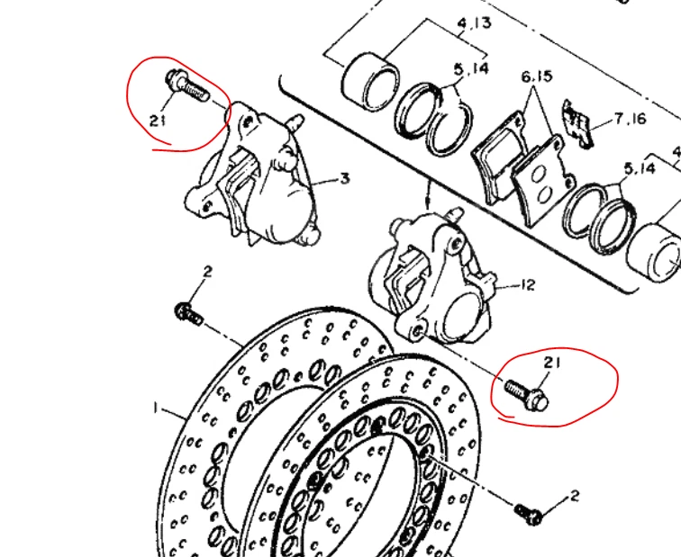 FZ750 Titanium Drilled Front Brake Caliper Bolts 85-91 Ti Mount Bolts Race Spec - Image 2 of 3