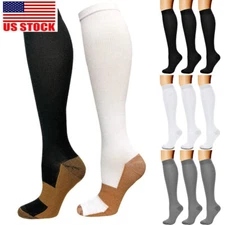 3 Pairs Compression Socks Pain Relief Calf Leg Foot Support Stocking Men&Women
